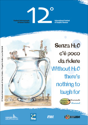 Senza H2O. Copertina catalogo | 12° Festival Internazionale di Humor Grafico | Illustrazione di Marco De Angelis | www.festivalhumorgrafico.eu