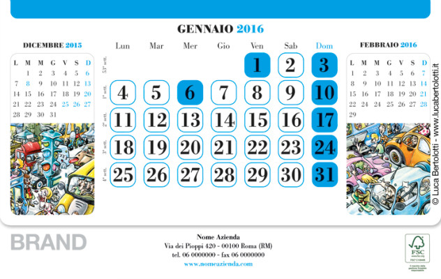 Calendario da tavolo illustrato | Interno mese |cm 21x34