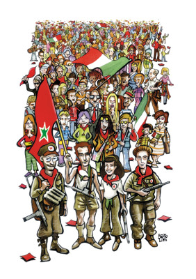 Illustrazine per la copertina del libro Festa d'Aprile - Storie partigiane scritte e disegnate - Tempesta Edizioni
