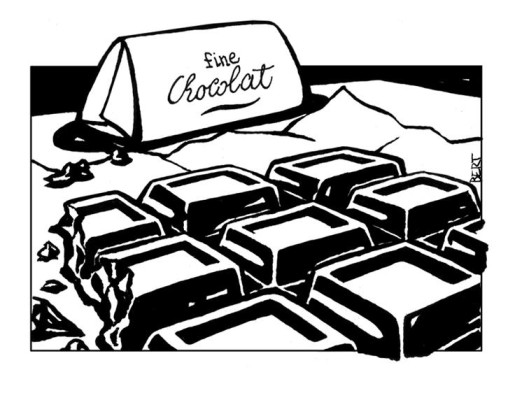 Fine chocolat - Inchiostro di china su carta - Bianco e nero al tratto