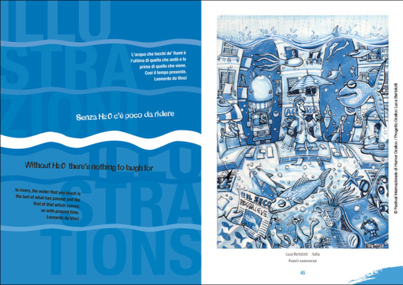 Senza H2O. Interno catalogo | 12° Festival Internazionale di Humor Grafico <br>Illustrazione di Luca Bertolotti | www.festivalhumorgrafico.eu